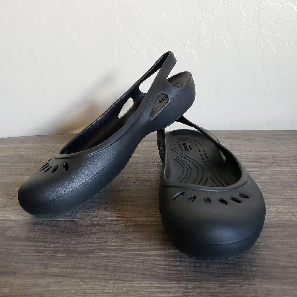 Crocs Kadee Slingback Slip-On Ballet Flats Shoes Cutouts Black Size Women's 8